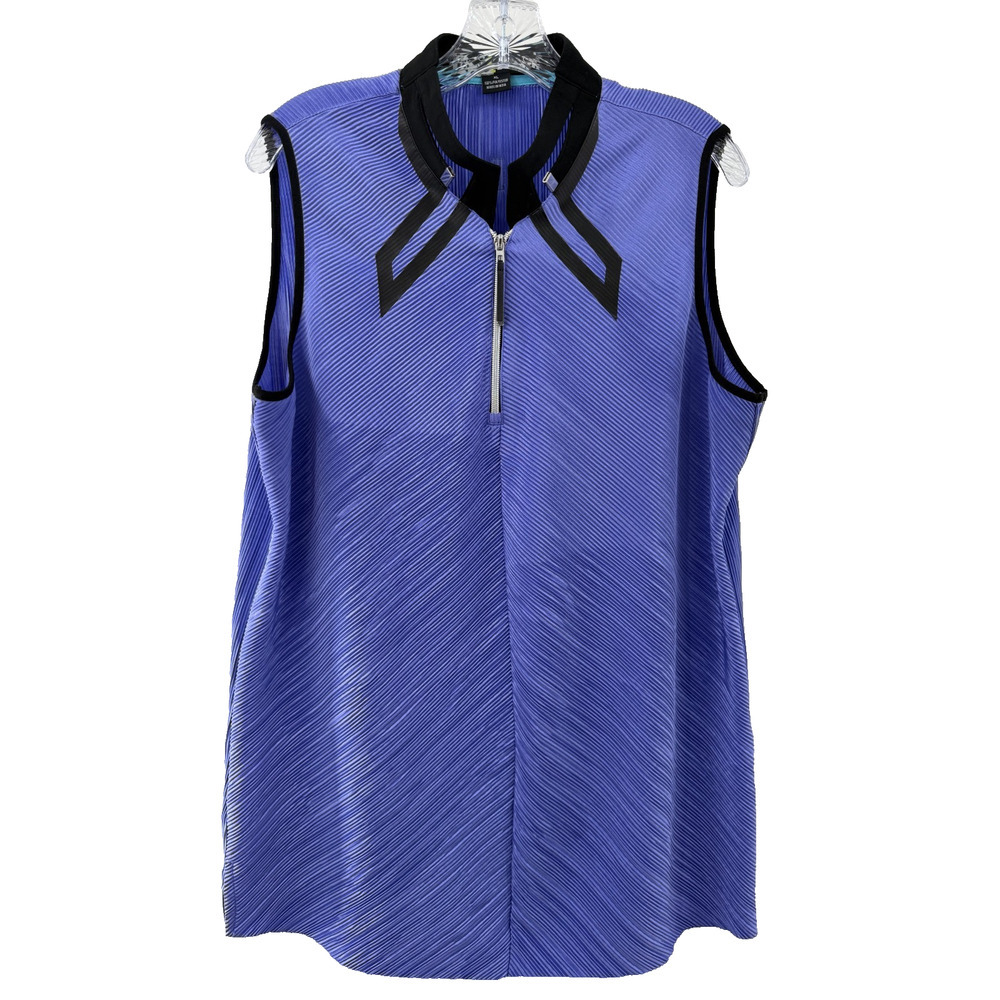 Jamie Sadock Women's Sleeveless Purple 1/4 Zippered Round Neck Blouse Size XL